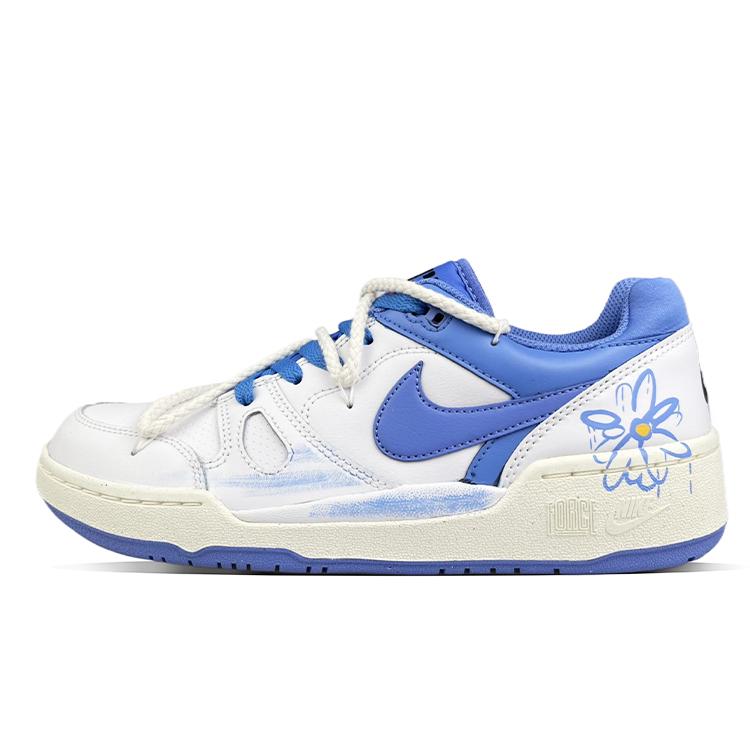Nike Full Force Low Slip-Resistant Low-Top Skateboard Shoes Men's White Blue
