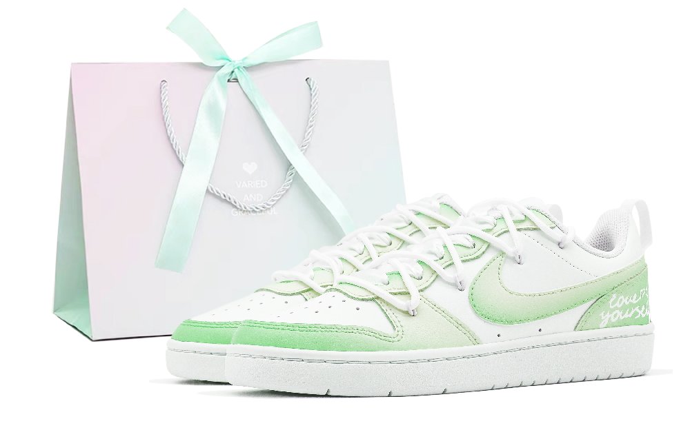 Nike Court Borough Skateboard Shoes Women's Low-Top Green/White