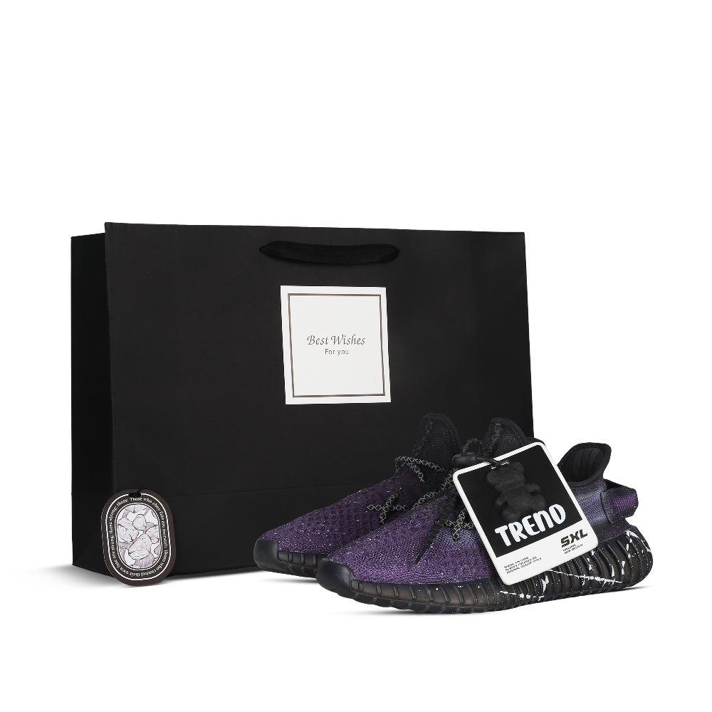 Adidas Originals Yeezy Boost 350 V2 Low Top Casual Shoes Unisex Black Purple