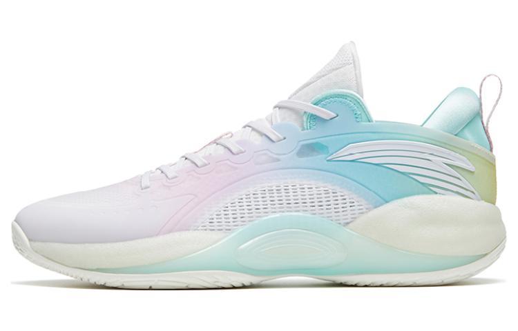 Anta Cement Bubble 3 Anti-Slip Wear-Resistant Low-Top Basketball Shoes Men's White Pink Blue