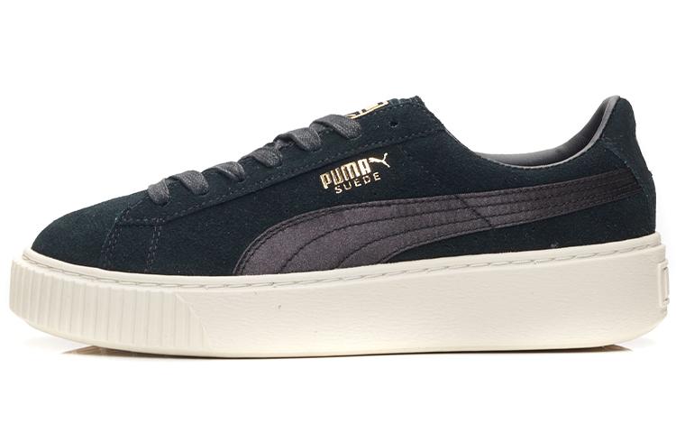 PUMA Suede Platform Satin 'Black White Gold' Women's