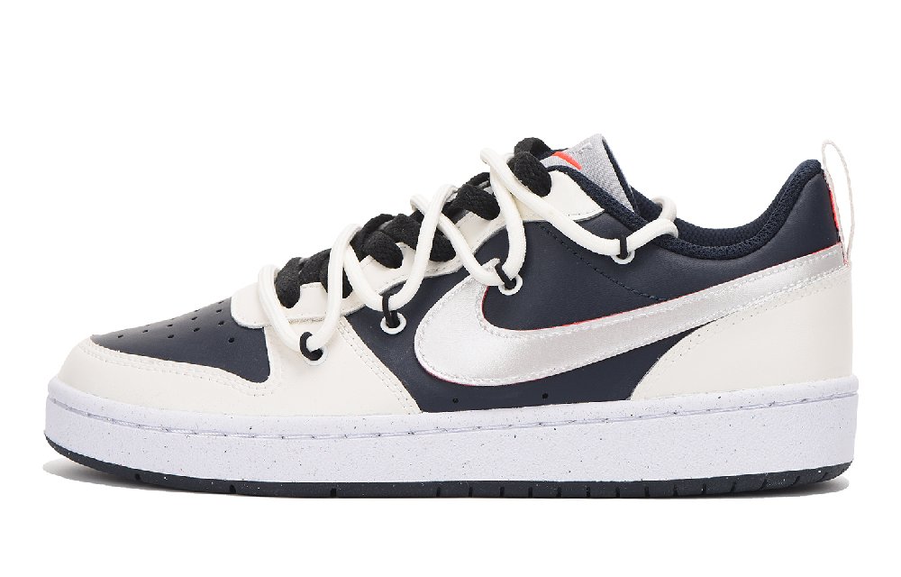 Nike Court Borough Low-Top Skateboard Shoes GS Black White Silver