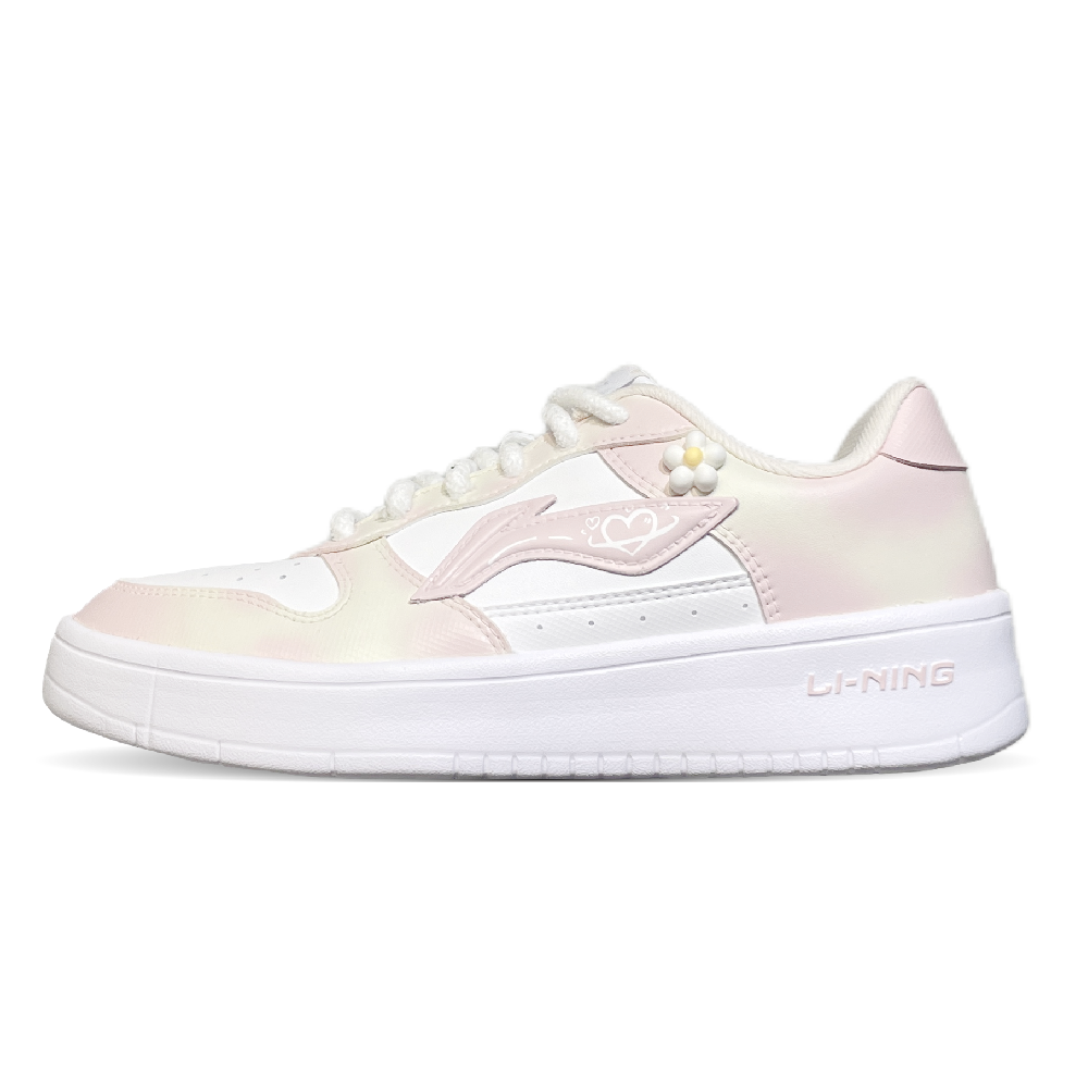 LiNing Pontoon Boats Lightweight And Breathable Low Top Skateboard Shoes Women's Pink Yellow