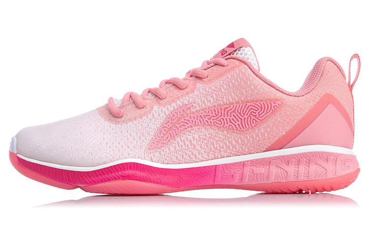 LiNing Anti Slip Wear Resistant Breathable Coverage Balance Lightweight Low Top Badminton Shoes Women's Geranium Pink