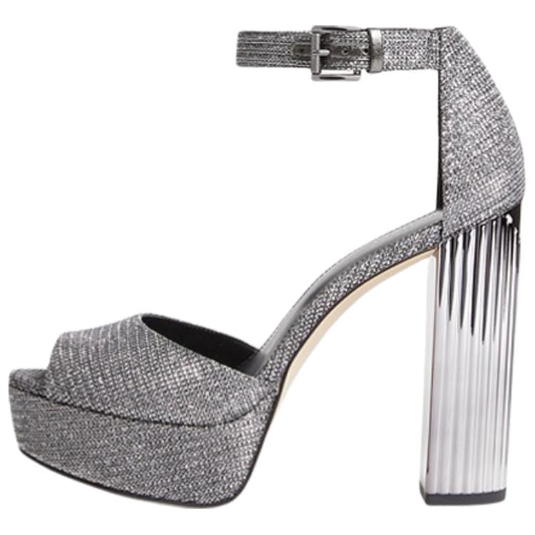MICHAEL KORS Porter Glitter Strap Sandals Women's Silver