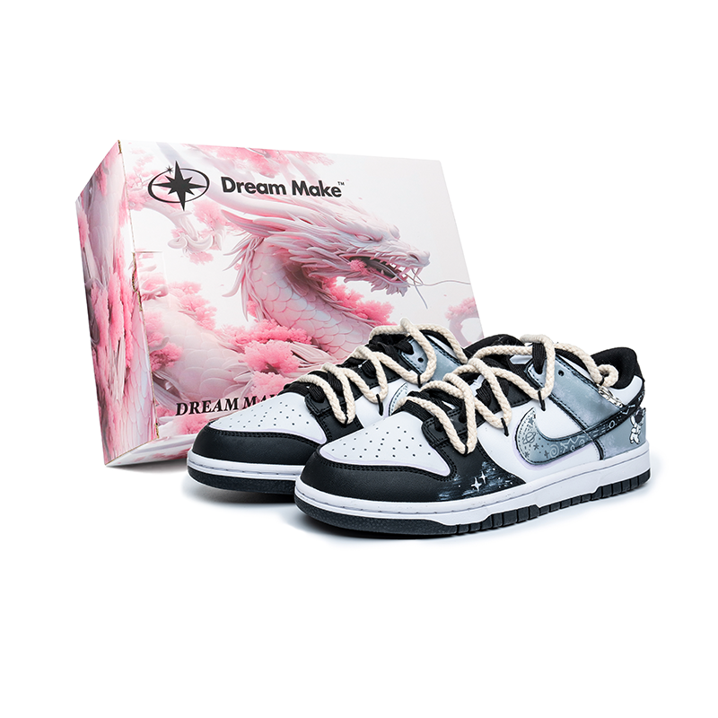 Nike Dunk Astronaut Abrasion Resistant Low Top Skateboard Shoes Men's White Black Blue