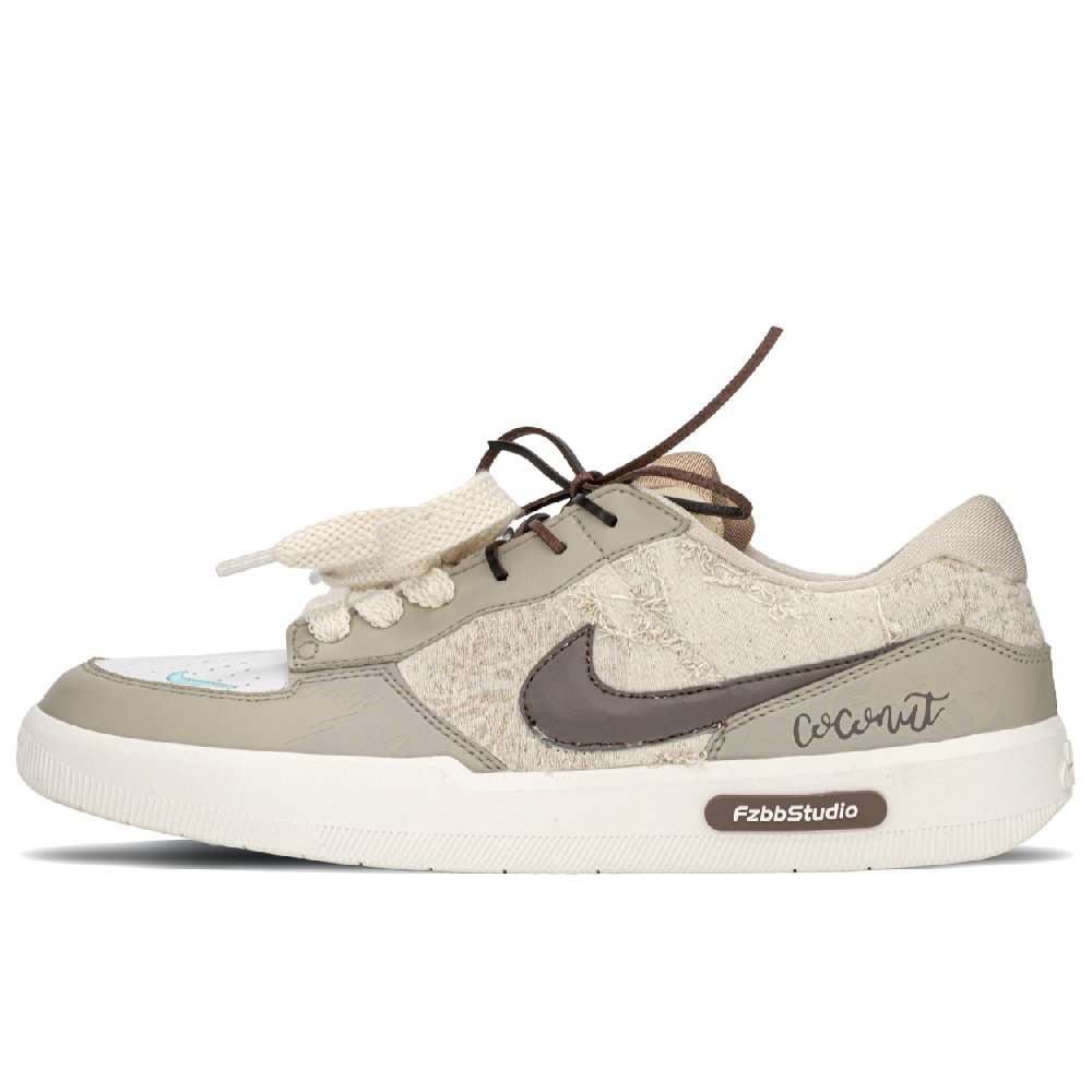 Nike SB Force 58 Impact Resistance, Quick Dry, Abrasion Resistant Low Top Skateboard Shoes Men's White Brown
