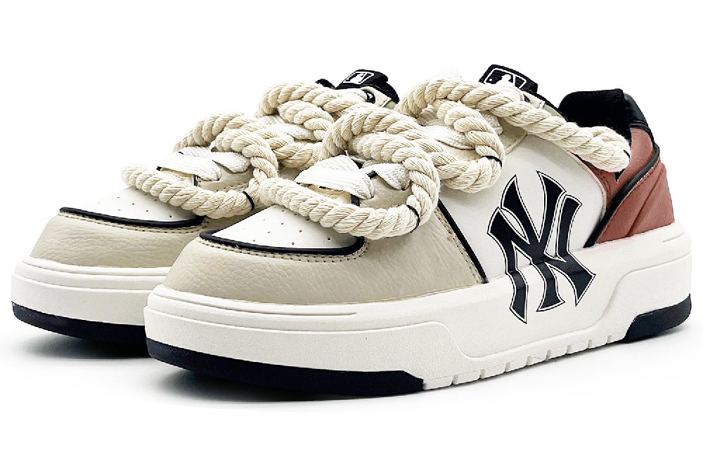 MLB Chunky Liner Wear-Resistant Height Increasing Low-Top Skateboard Shoes Unisex Beige White Red
