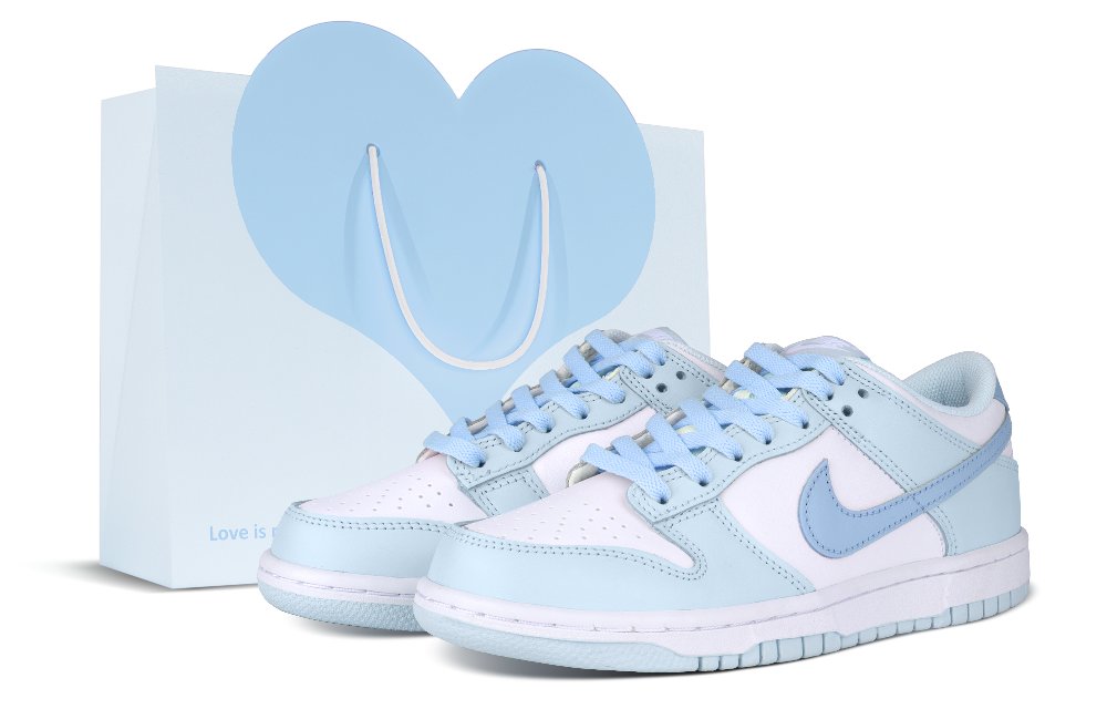 Nike Dunk Slip-Resistant Breathable Low-Top Skateboard Shoes GS Blue White