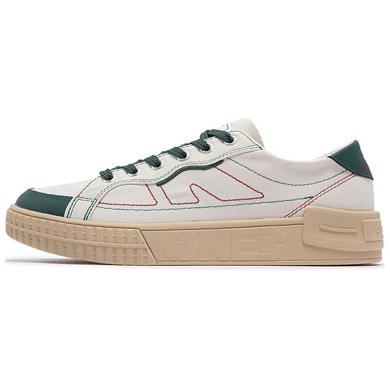 361° Anti-Slip And Wear-Resistant Lightweight Low-Top Skateboard Shoes Men's Beige Green