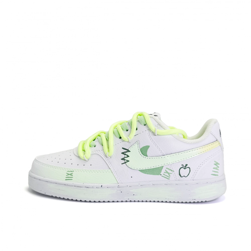 Nike Court Vision 1 Green Apple Paradise Abrasion Resistant Low top Skateboard Shoes Unisex White Green
