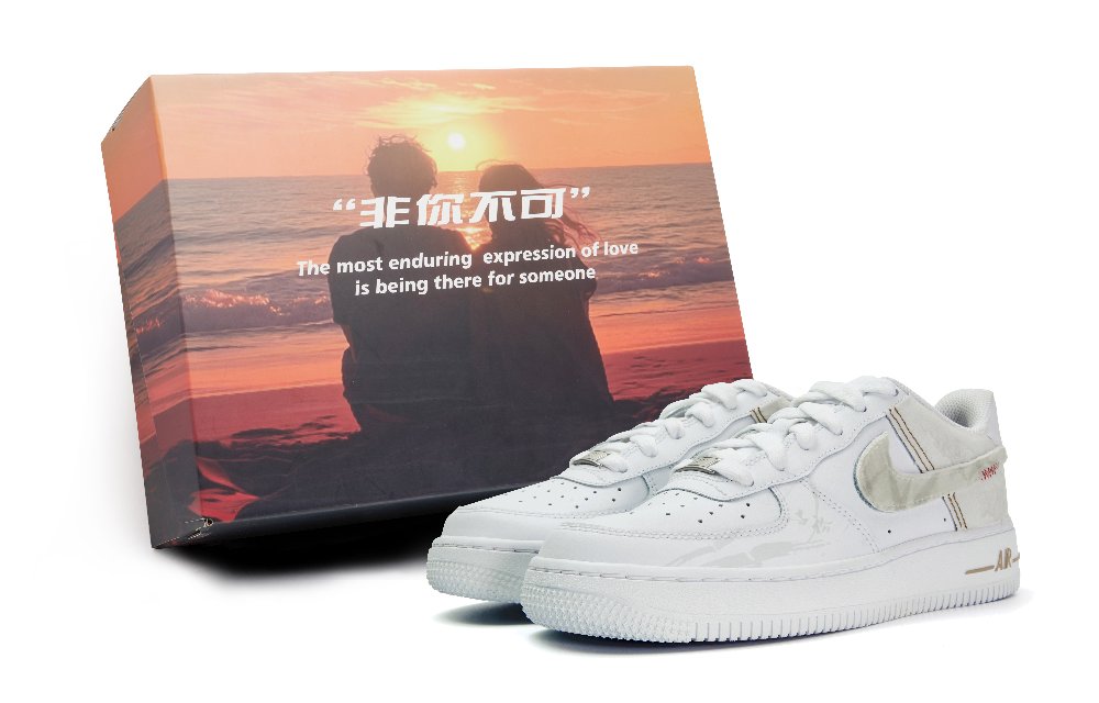 Nike Air Force 1 Anti Slip Wear Resistant Low Top Skateboard Shoes Men's White Gray