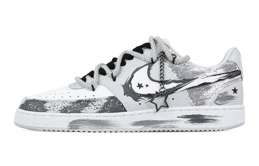 Nike Court Vision Hidden Ink And Deep Ink Abrasion Resistant Low Top Skateboard Shoes Men's White Gray