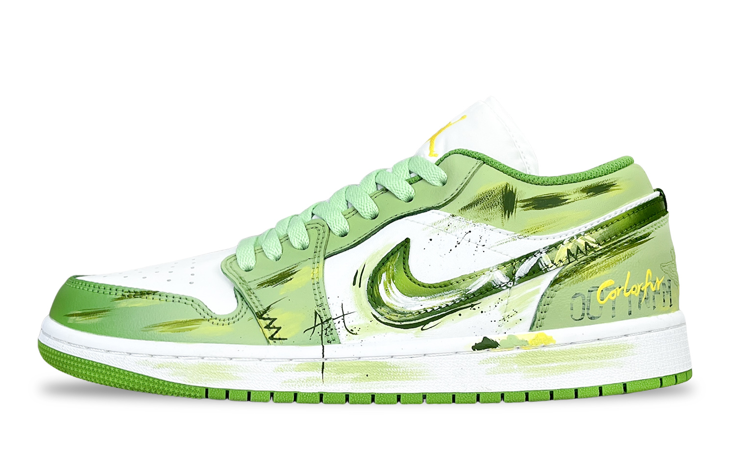 Jordan Air Jordan 1 Low Top Skateboard Shoes Unisex Green