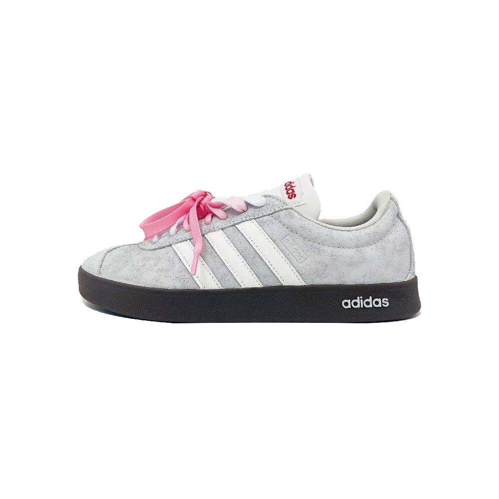 Adidas VL COURT 2.0 Gray Tone Sweet Berry, Casual Style Lightweight Low Top Skateboard Shoes Unisex Gray Pink White