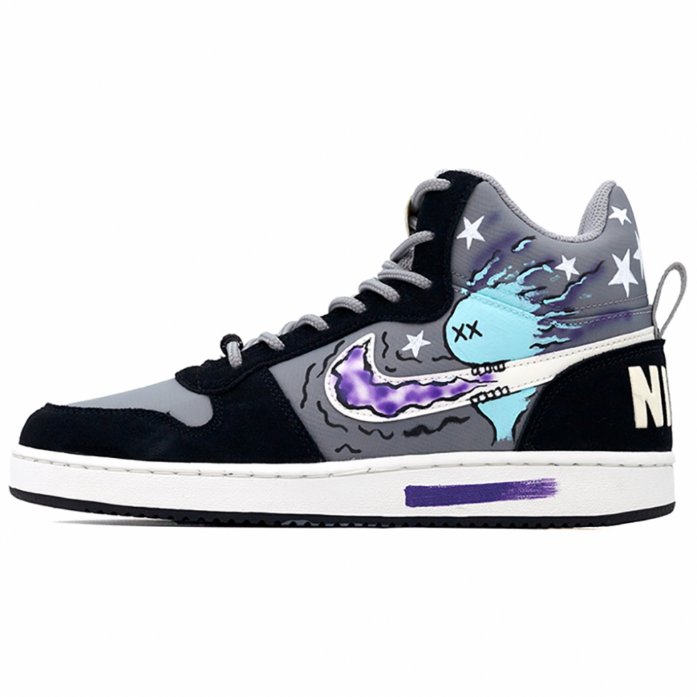 Nike Court Borough Mid-Top Skateboard Shoes Men's Black White Gray