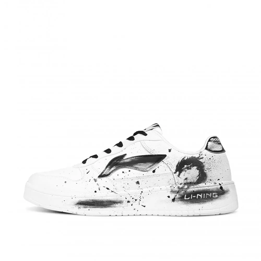 LiNing Pontoon Boats Slip Resistant, Abrasion Resistant, Breathable Low top Skateboard Shoes Men's Black White