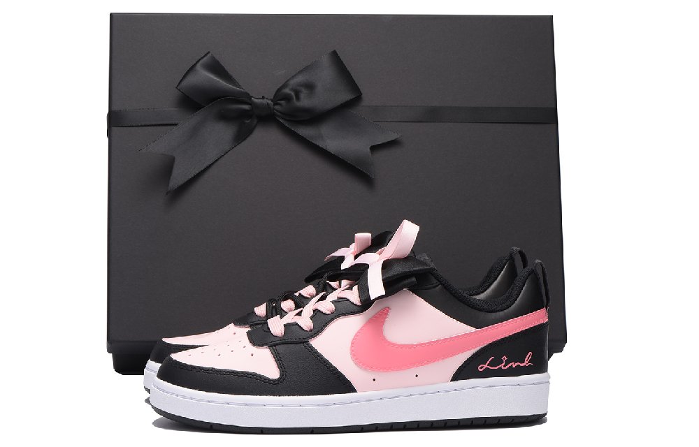 Nike Court Borough Low Chestnut Slip-Resistant Coverage Low-Top Skateboard Shoes GS Black Pink