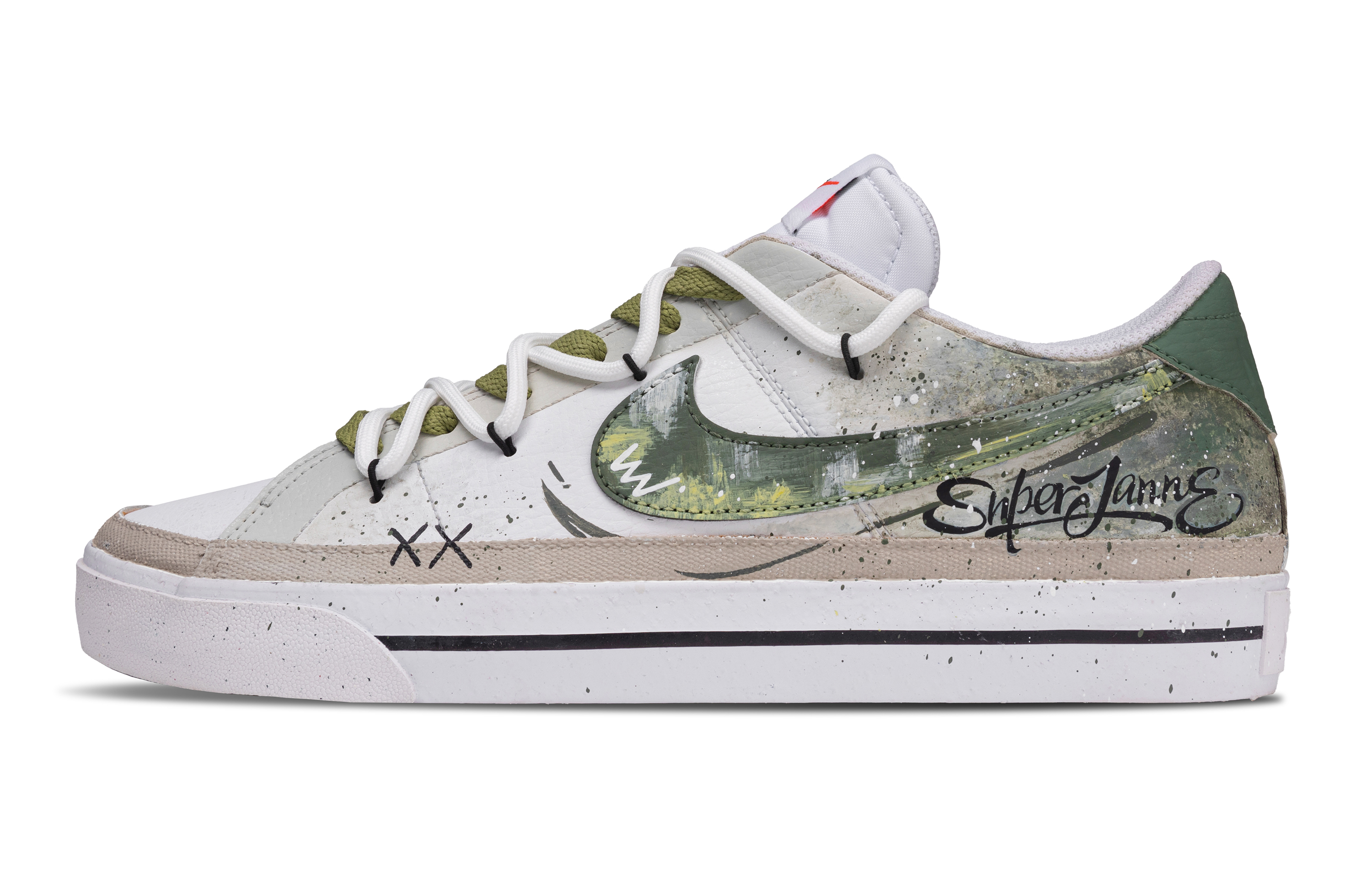 Nike Court Legacy Abrasion Resistant Lightweight Slip Resistant Low top Skateboard Shoes Unisex White Green
