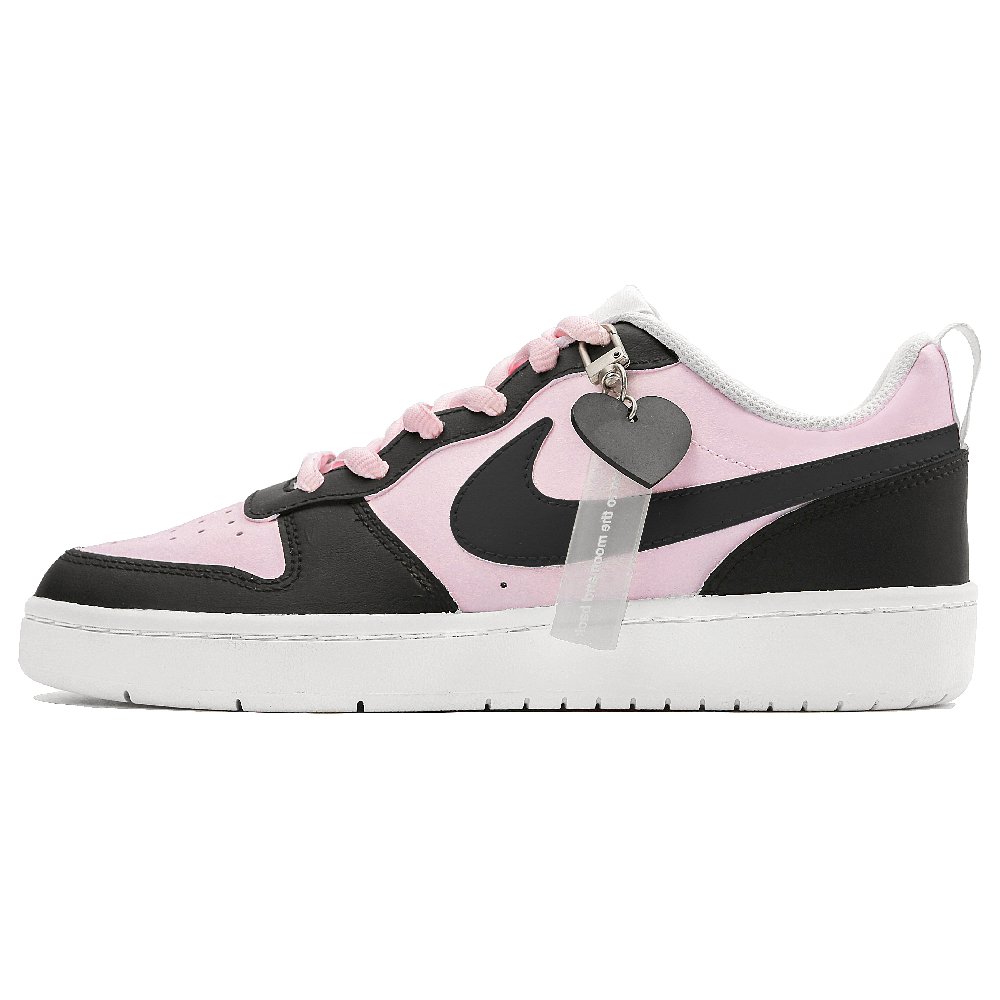 Nike Court Borough Low 2 Low Top Skateboard Shoes GS Black Pink