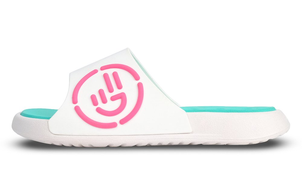 Jeep Slide Slippers Men's White Cyan