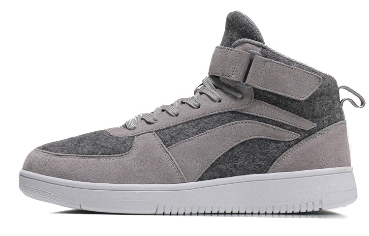 LiNing Knight Anti Slip Wear Resistant Mid Top Skateboard Shoes Men's Gray