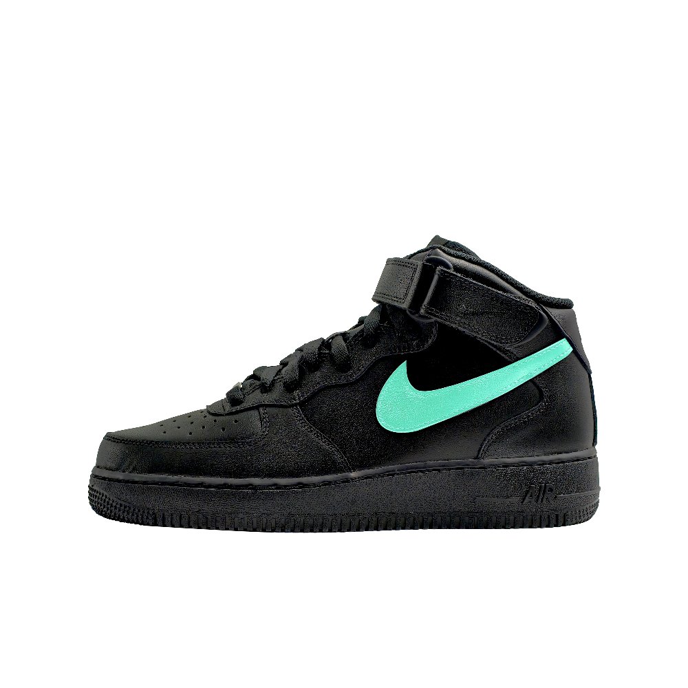 Nike Air Force 1 Breathable Height Increasing Mid-Top Skateboard Shoes Unisex Black