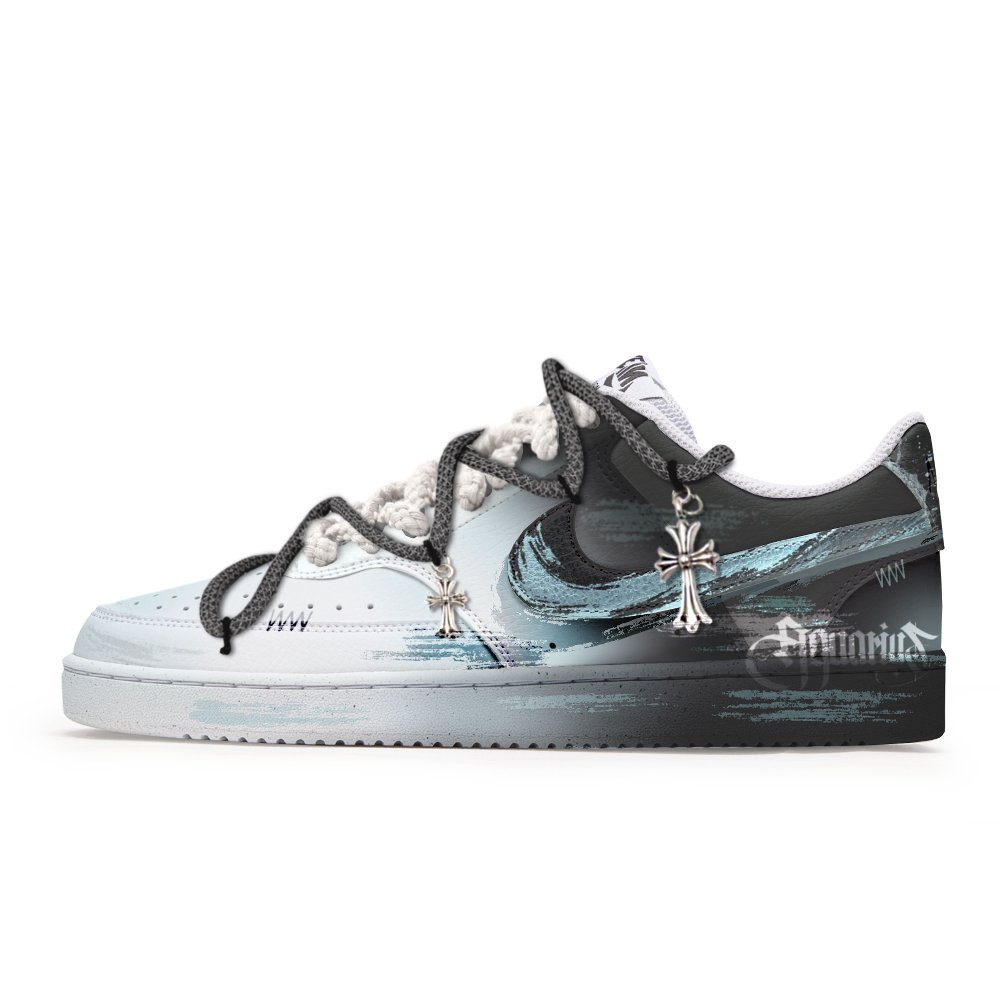Nike Court Vision Anti-Slip Wear-Resistant Low-Top Skateboard Shoes Men's Blue Black
