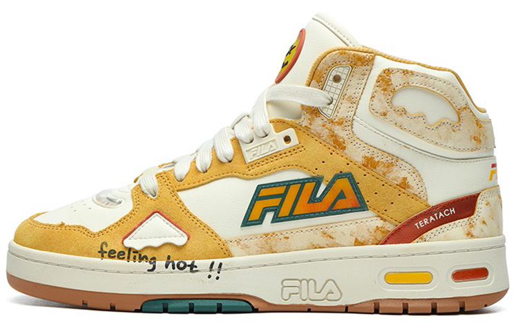 FILA FUSION Teratach Mid Top Casual Shoes Women's Yellow White