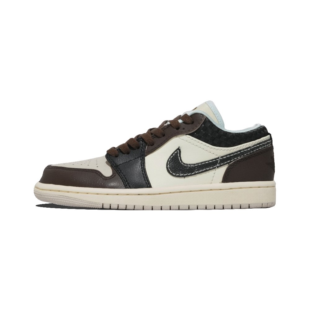 Jordan Air Jordan 1 Mocha Latte Cushioning, Wear Resistant Low Top Vintage Basketball Shoes Unisex Black Brown