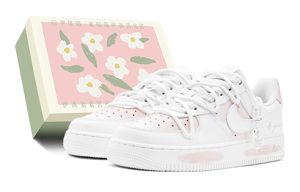 Nike Air Force 1 Slip Resistant Low Top Skateboard Shoes GS Pink White