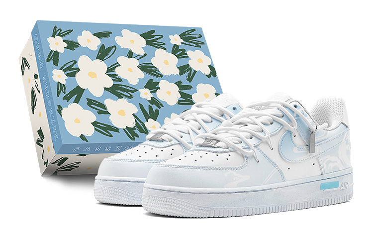 Nike Air Force 1 Air Force 1 Spring Green Season National Style Cloud Travel Low-Top Skateboard Shoes GS Blue White