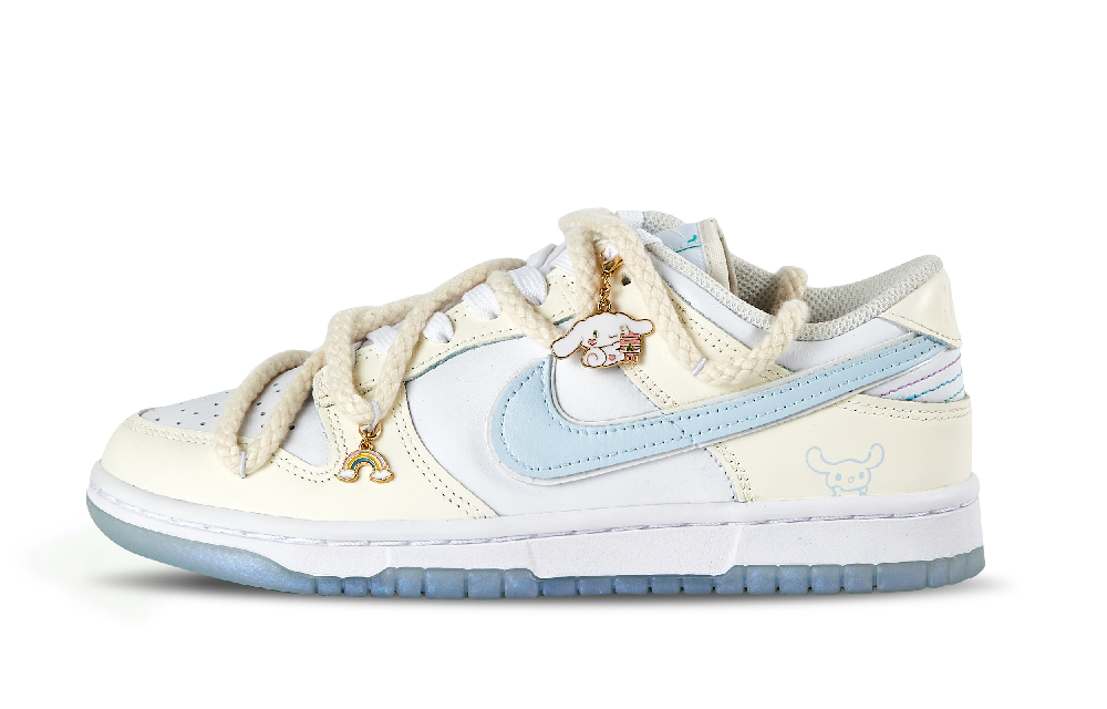 Nike Dunk Low Top Skateboard Shoes Women's Yellow Blue