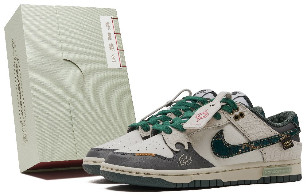 Nike Dunk Anti-Slip Wear-Resistant Low-Top Skateboard Shoes Unisex Beige Gray Green