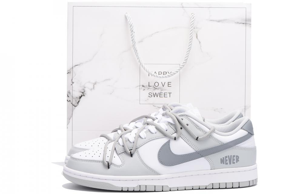 Nike Dunk Chestnut Anti Slip Wear Resistant Low Top Skateboard Shoes Men's White Gray