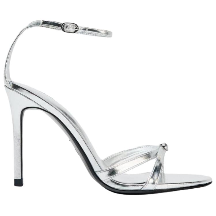 ZARA One Strap Sandals 10cm Women's Silver купить в интернет-магазине Yoocart с быстрой доставкой по России.
