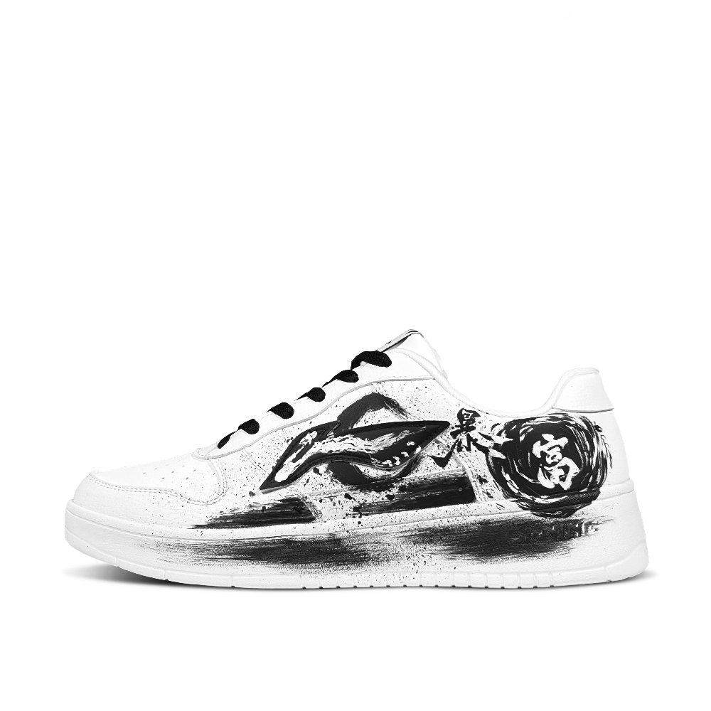 LiNing Pontoon Boats Slip Resistant, Abrasion Resistant, Breathable Low Top Skateboard Shoes Men's Black White