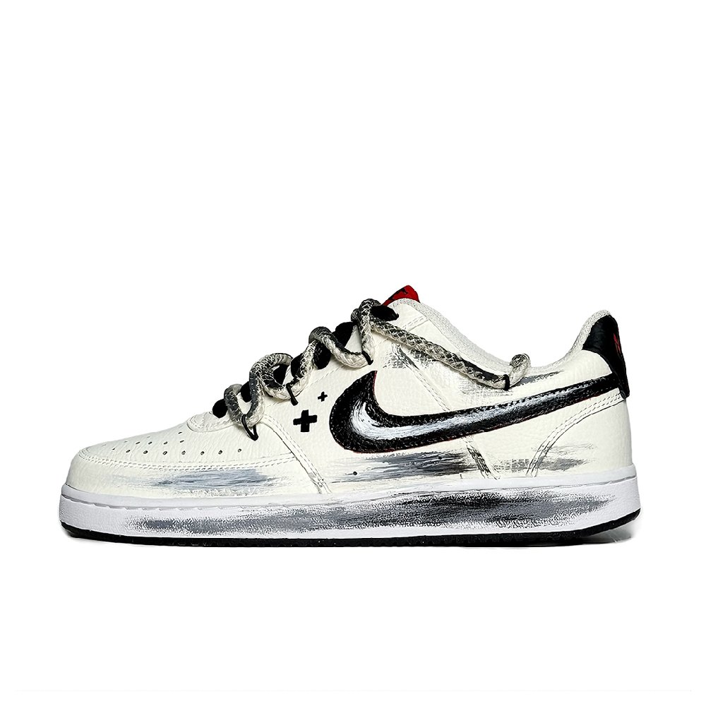 Nike Court Vision 1 Abrasion Resistant Low Top Skateboard Shoes Men's Beige White Black