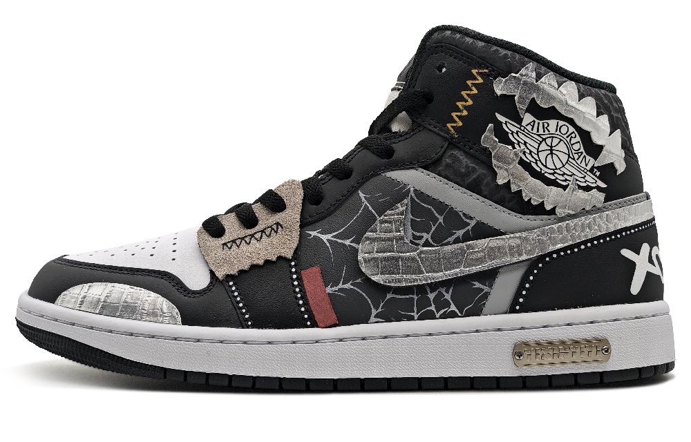 Jordan Air Jordan 1 Cushioning Wear-Resistant Mid-Top Vintage Basketball Shoes Men's Black Gray