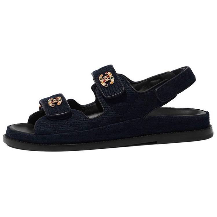 CHANEL Beach Sandals Women's Marine Blue