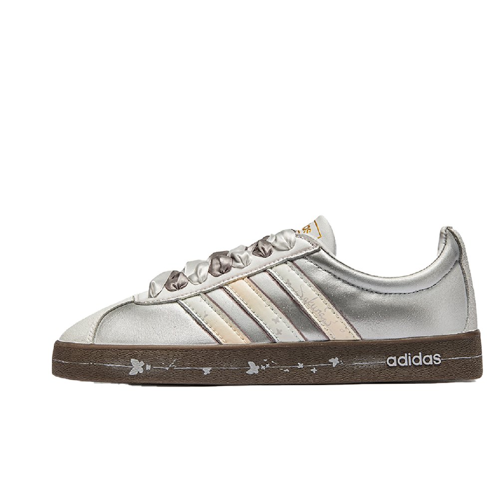 Adidas Neo VL Court 2.0 Low Top Skateboard Shoes Unisex Silver Brown