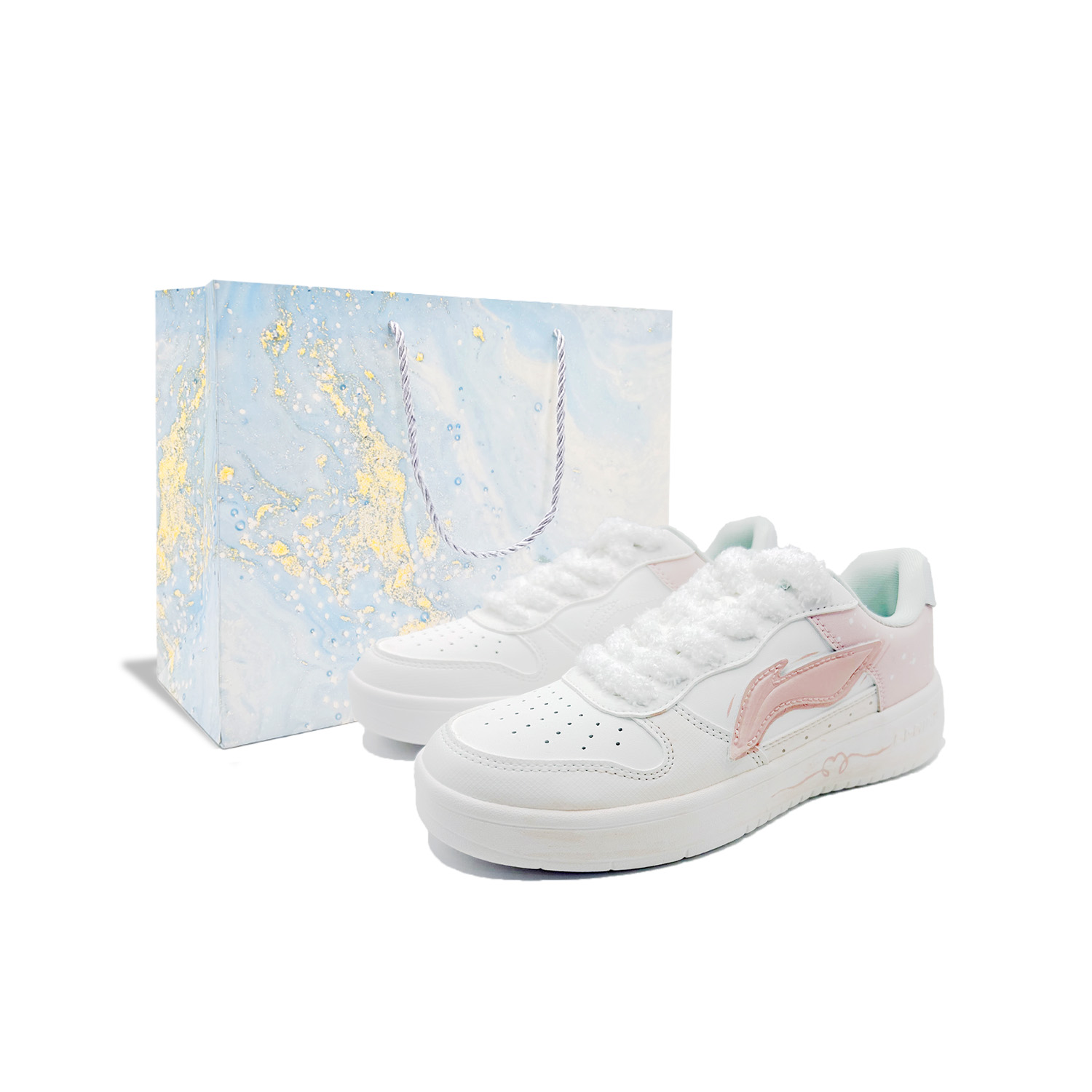 LiNing White Moonlight Shock Absorbers Abrasion Resistant Slip Resistant Low top Skateboard Shoes Women's