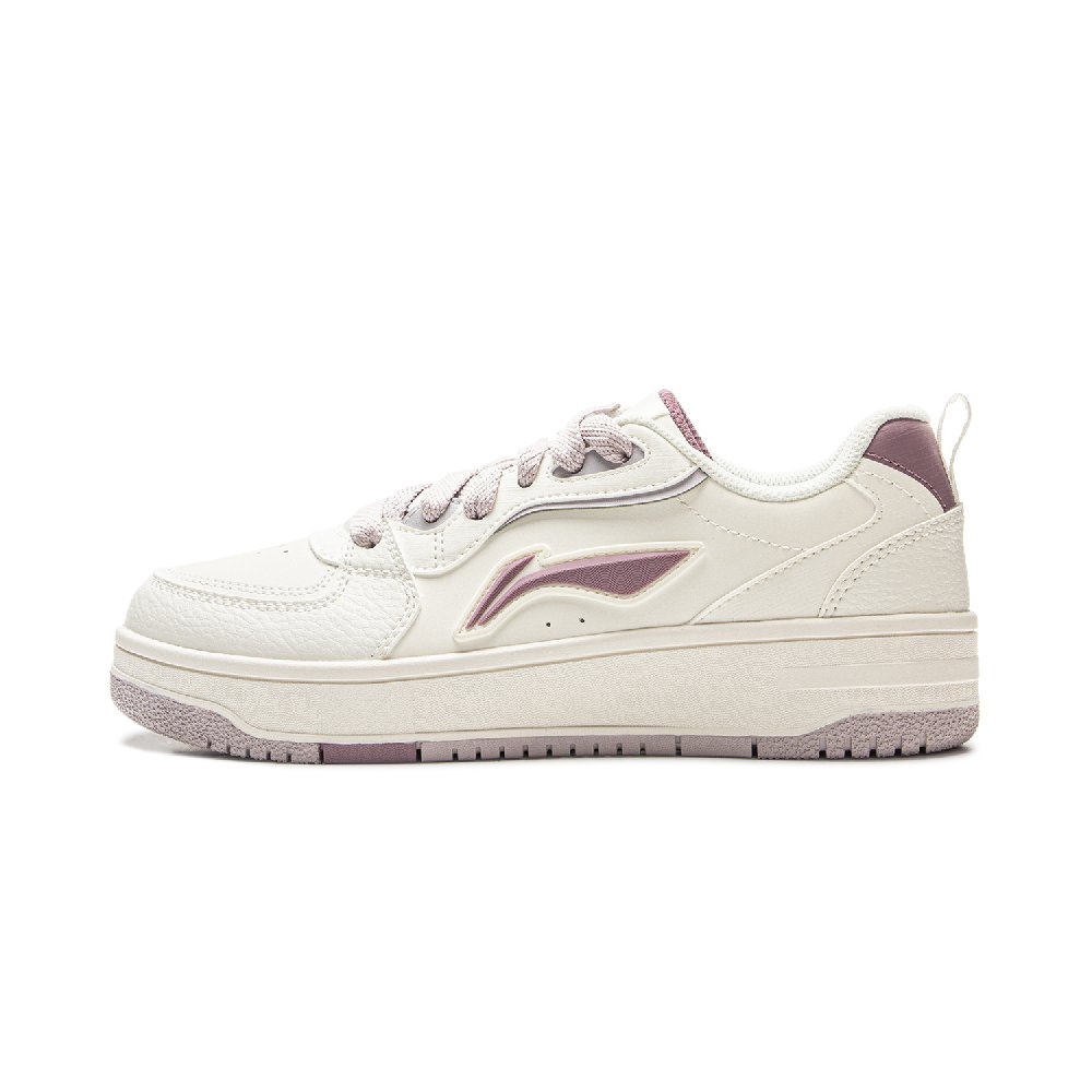 LiNing Tianji Soft Slip Resistant Abrasion Resistant Shock Absorbers Low Top Skateboard Shoes Women's White Purple