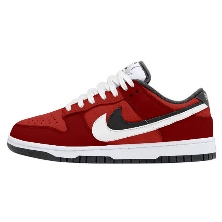 Nike Dunk Low'Double Swoosh'Dunks Low Top Skateboard Shoes Women's Red White
