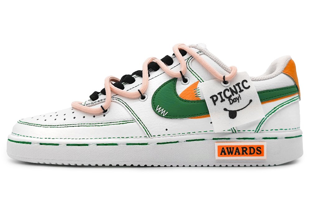 Nike Court Vision 1 Skateboard Shoes Women's Low-Top Orange/Green