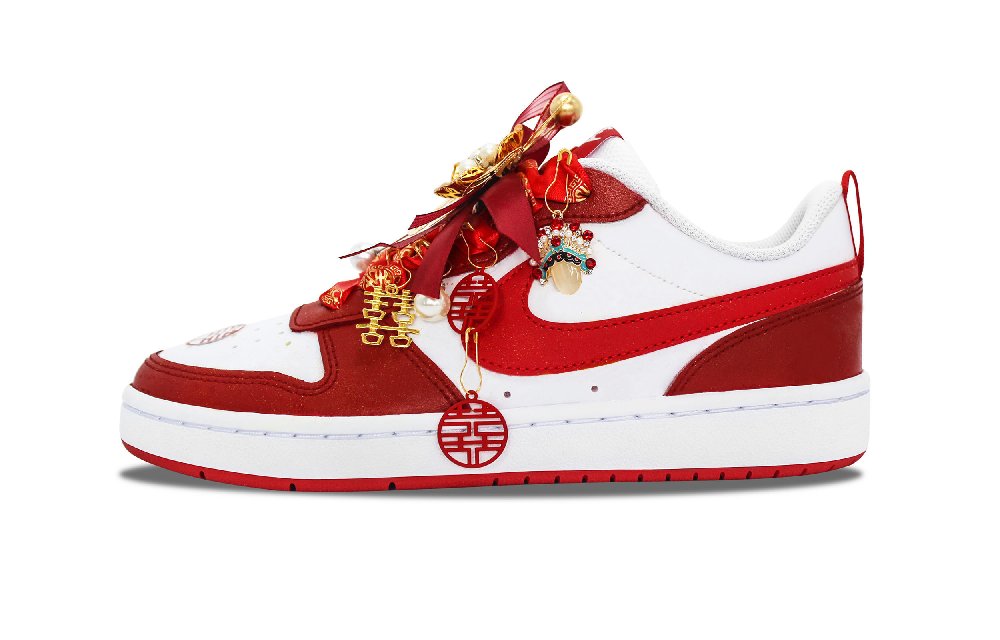 Nike Court Borough 2 Slip Resistant Abrasion Resistant Low top Skateboard Shoes Women's Red