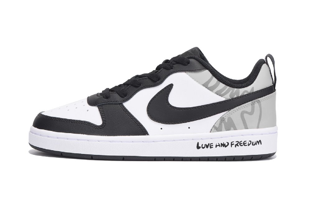 Nike Court Borough Puppy Fragment Low-Top Skateboard Shoes GS Gray Black White