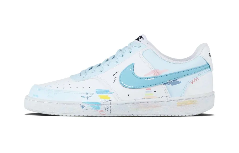 Nike Court Vision 1 Rainbow Candy Abrasion Resistant Low top Skateboard Shoes Unisex Lake Blue