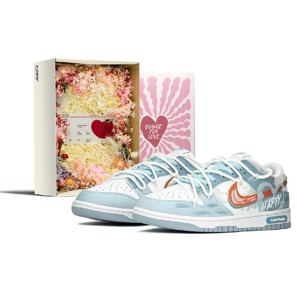Nike Dunk Impact-Resistant Quick-Drying Wear-Resistant Low-Top Skateboard Shoes Men's Blue Orange White