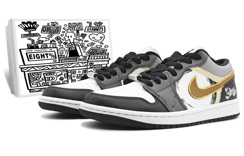 Jordan Air Jordan 1 'Panda' Panda Low-Top Vintage Basketball Shoes Women's Black Silver